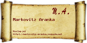 Markovitz Aranka névjegykártya